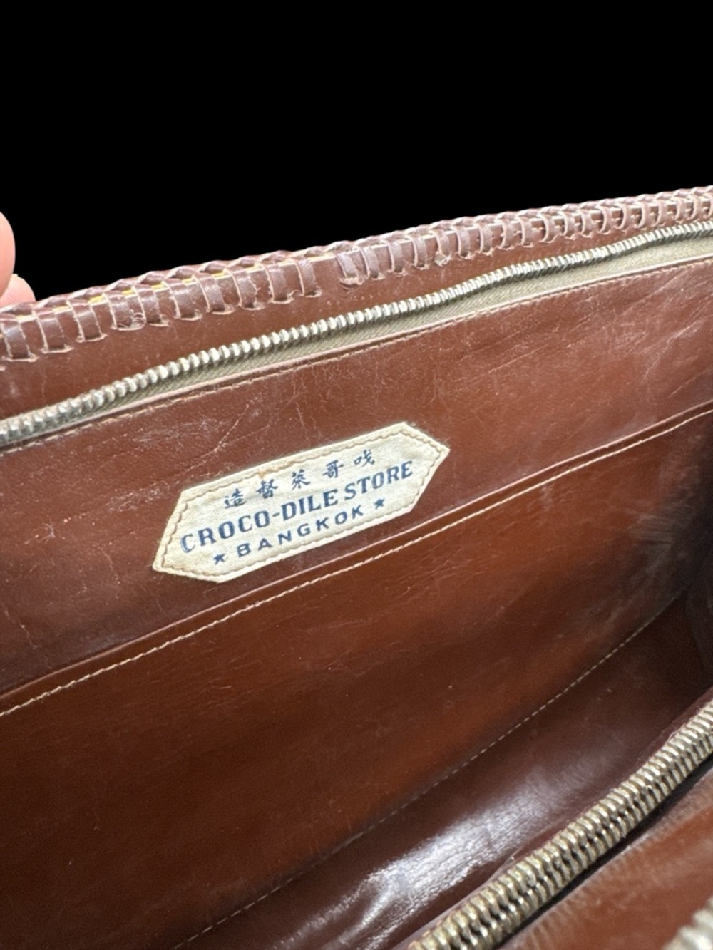 Vintage Crocodile Store Bangkok Crocodile Leather Clutch Purse 13” Genuine Croc - Picture 8 of 10
